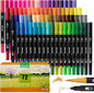 72 Dual Tip Brush Pens, Adult Coloring Markers with Fine and Brush Tip for Kid Adult Artist Drawing Journaling Lettering Calligraphy