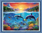 DMCVIVR Stamped Cross Stitch Kits for Adults Beginners Embroidery Kits 11CT Needlepoint Kits Cross Stitch Patterns Embroidery Patterns&Dolphin Sea World 16x20 inch