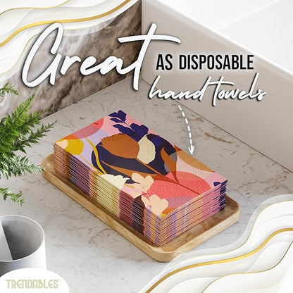 Trendables Floral Napkins for decoupage 200 Pcs 3 Ply floral paper napkins decorative Guest Towels Disposable Bathroom, Flower Design For Tea Party Decorations, Dinners & Weddings