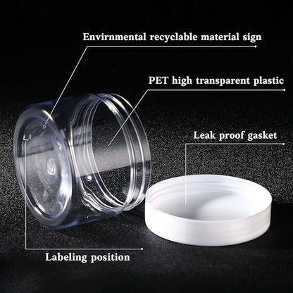 SATINIOR 36 Pieces 1 oz Plastic Jars with Lids Wide Mouth Airtight Reusable Container Acrylic Cosmetic Small Jars for Lotions Ointments Travel Toiletries Creams Make up Storage(White)