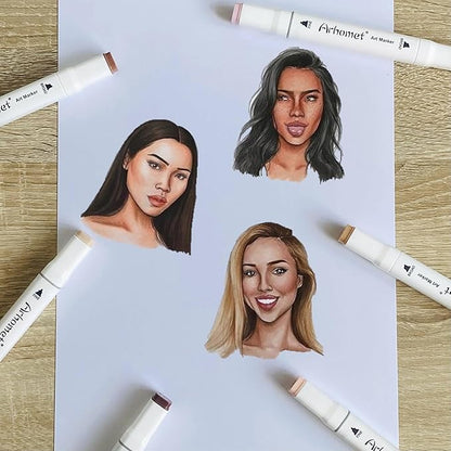 6 Colors Skin Tone Alcohol Markers Set, Skin, Wood, Earth Colors Dual Tips Art Markers Drawing Sketched Double Tipped for Adults Beginner Kids (Skin Tone)