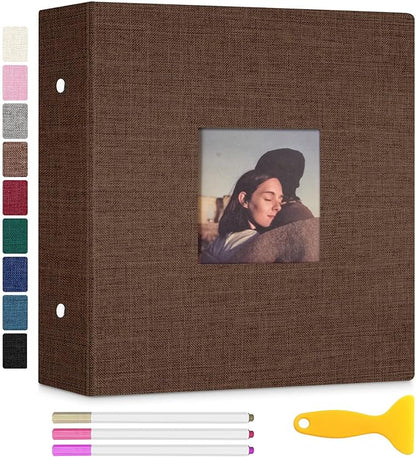 Zesthouse Photo Album Self Adhesive with Picture Display Window, 3-Ring Scrapbook Albums 60 Pages Holds 8x10 5x7 4x6 Photos, DIY Photo Book Ideal Gift for Family Wedding Baby