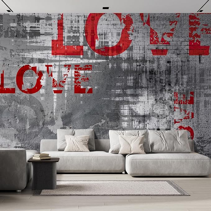 wall26 Wall Sticker/Wall Mural Love Letters Graffiti, Not Peel and Stick, Non-Woven Wallpaper Decorative for Bedroom, Living Room,Office - 132x120 inches