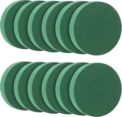 12 Pieces Round Floral Foam Wet Green Flower Foam DIY Flower Arrangement Kit for Aisle Wedding Party Decoration(6.5 x 6.5 x 1.57 Inches)