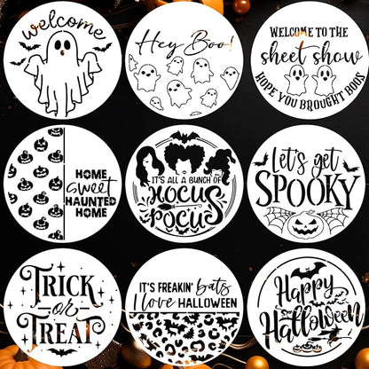 Halloween Stencils for Painting on Wood 12” Large Halloween Stencil Hey Boo Trick or Treat Hocus Pocus Templates for Door Hanger Porch Sign Shirt Painting