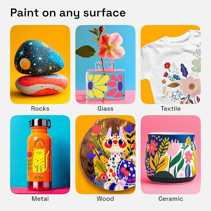 ARTISTRO 24 Dual Tip Brush + Fine Acrylic Paint Markers - Easy for All Ages & Levels Paint Pens for Fabric, Rock, Glass, DIY - Halloween Pumpkin Painting Kit, Art Supplies, Christmas Gift