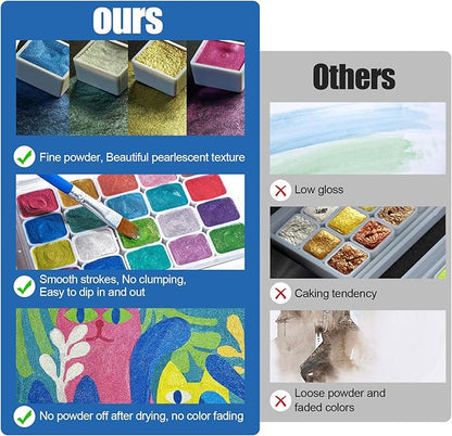 Mini Forestry Shifting Watercolor Painting Set, 20 Color Shifting Watercolor Paint Kit, Shimmer Metallic Watercolor Paints, Glitter Watercolor Paint, Solid, DunHuang Style