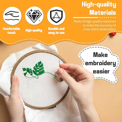 6 Pcs Cross Stitch Fabric, 14 Count White Embroidery Fabric Cloth Cross Stitch Cloth Supplies for DIY Handicrafts, Needlework, Embroidery Decoration Crafts (12 by 18-Inch)