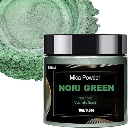 Nori Green Mica Powder(100g) Big Bottle Pigment Powder Multipurpose DIY Arts and Crafts Additive, Woodworking, Epoxy, Resin, Natural Bath Bombs, Paint, Soap,Nail Polish, Lip Gloss(Nori Green, 3.5oz)