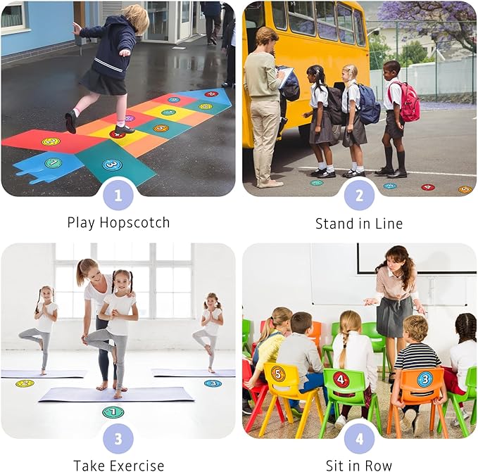 40PCS Line Up Spots for Classroom Floor, 6” Floor Numbers Stickers for Back to School Kindergarten Preschool Elementary Supplies