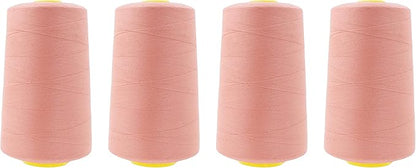 Mandala Crafts 4 Pack of Serger Threads Cones Spools - 40S/2 24000 Yards Polyester Blush Threads for Sergers Machine and Overlock Quilting Sewing Machine