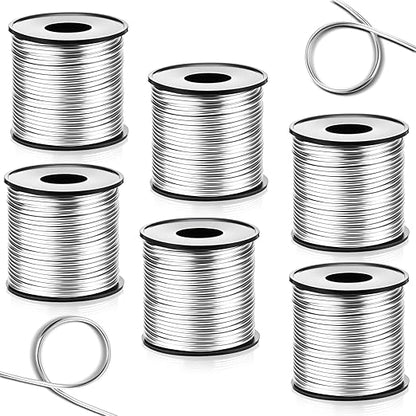 Gisafai 6 Roll 12 Gauge Aluminum Wire for Crafts 100 Feet 2 mm Metal Bendable Aluminum Wire for Jewelry Making, DIY Crafts, Wreath Making, Beading, Floral