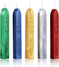 Yoption 5 Colors Sealing Wax Sticks, Vintage Totem Fire Manuscript Wax Seal Sticks with Wicks for Wax Seal Stamp (Gold+Silve+Red+Green+Blue)