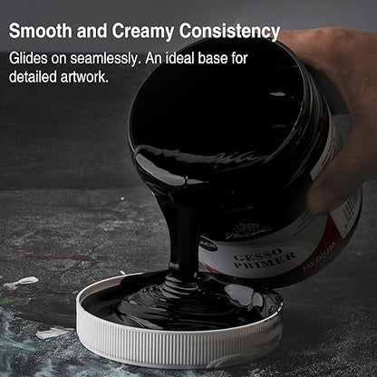PHOENIX Black Gesso Primer - 16.9 Fl oz. / 500ml Gesso for Canvas Surface Prep Medium for Oil Acrylic Paints