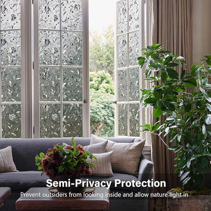 LEMON CLOUD Window Film, Decorative Window Privacy Film, Window Film Privacy Static Cling Frosted, Anti-UV Sun Blocker Heat Control for Home(Grayish Black, 29.5 x 157.4 inches