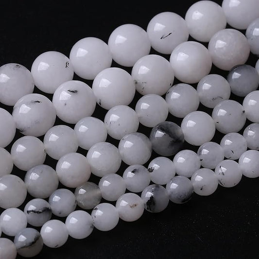 48PCS 8MM Black Rutilated Quartz Stone Beads Energy Healing Beads for DIY Jewelry Bracelet Necklace Making for Jewelry Making 15Inch
