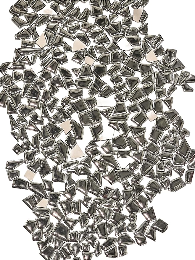 Ceramic Mosaic Tiles for Crafts & Art Projects 200 Grams Vibrant Colors Pieces Fit Together Like a Puzzle Endless Creative Ideas for Mosaic Art DIY Hobbies Small Sizes (Metallic Silver)