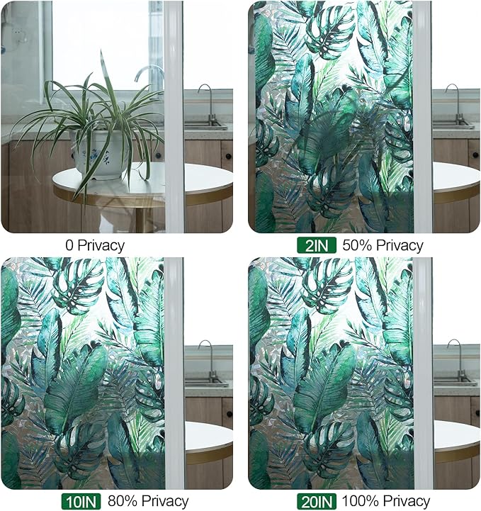 DKTIE Nature Pattern Rainbow Window Film Decorative Stained Glass Window Film Static Cling Films Easy Apply Removable Comes with Tools (U560-rainbow, 35.4" x 118.1")