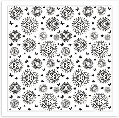CHGCRAFT Sunflowers Polymer Clay Texture Sheets Butterfly Silicone Texture Stamp Love Heart Clay Texture Mat Modeling Pattern Pad Texture Sheets for Jewelry and Clay Earrings Tools, 5.5x5.5 inch