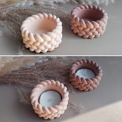 Wehous 2PCS Knot Shape Tealight Holder Mold, Unique 3D Candle Holder Silicone Resin Mold, Cylinder Jewelry Holder Container Storage Mold for Epoxy Resin Concrete Art Craft Home Xmas Decor
