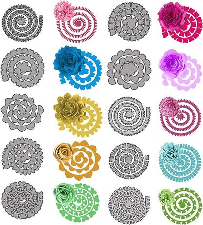 10pcs 3D Layering Rose Metal Cutting Dies, Daisy Flower Garland Wedding Cut Stencils, Blossom Screw Flower Die Cuts, Metal Embossing Stencils Template Mould