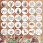 30pcs Small Christmas Stencils for Painting on Wood Reusable Drawing Merry Christmas Stencil 3 Inch Stencils for Ornament DIY Crafts Xmas Balls Home Décor(30 Christmass Round)