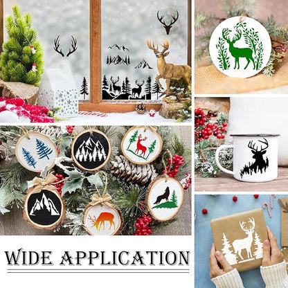 Small Stencils for Painting on Wood Reusable, 3 Inch Reusable Stencil for Craft Ornament Paint Template Stencils for Wall Card Rock Wood Signs Coasters Canvas Home Decor (Animal Deer)