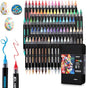 80 Colors Dual Tip Acrylic Paint Markers Automatic Ink Control Acrylic Paint Pens, Fine & Brush Tip Acrylic Markers Set for Rock Painting, Stone, Wood, Canvas, DIY & Art Supplies