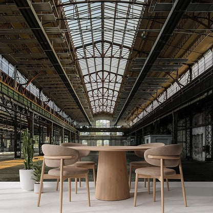 wall26 Industrial Interior of an Old Factory Building Removable Wall Mural | Self-Adhesive Large Wallpaper - 96x120 inches