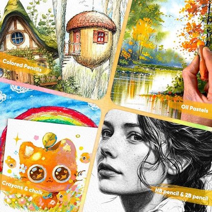 7"x10" Watercolor Paper Pad, 30 Sheets Watercolor Paper, 140lb/300gsm Spiral Bound Art Sketch Book for Adult, Bulk College Essentials, Watercolor Textured Paper for Finger Paint, Canvas Painting