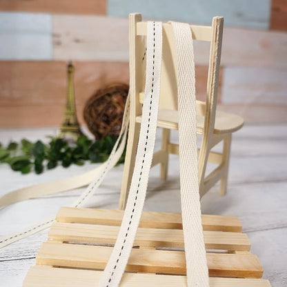 CT CRAFT LLC Ivory Cotton Twill Ribbon 3/8" x 10 Yards for Home Décor Gift Present Wrapping DIY Crafts Birthday Wedding Bouquet Christmas