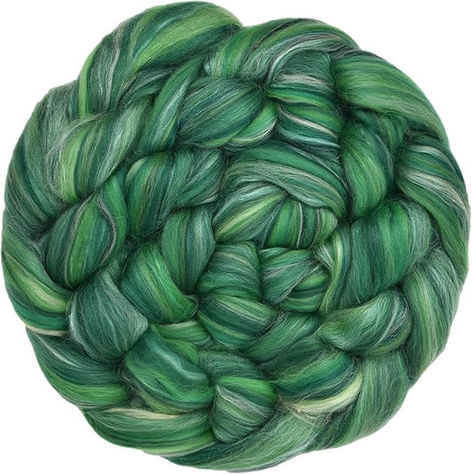 Merino Silk Luxe Tonal Designer Blend. Superfine Merino, Mulberry Silk, Tussah Silk. Top Roving for Spinning or Felting. Eden 4oz