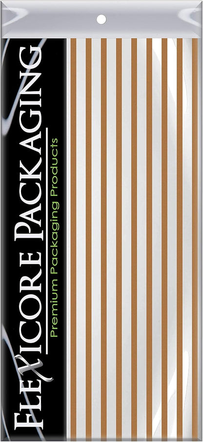 Flexicore Packaging Metallic Gold Pin Stripe Print Gift Wrap Tissue Paper Size: 15 Inch X 20 Inch | Count: 10 Sheets | Color: Gold Pin Stripe