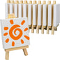FIXSMITH 3x3 Inch Mini Stretched Canvas Easel Set- Bulk Pack of 12,Small Stretched White Blank Canvas Panels & Wood Easels for Painting Craft Drawing Decoration Gift Art Project DIY, Art Supplies
