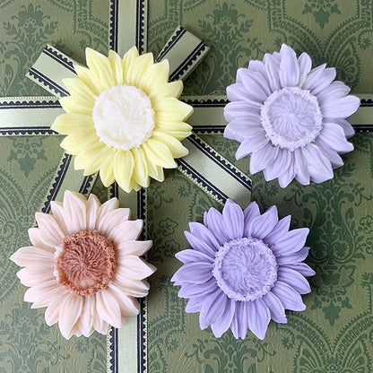 Wehous 2PCS Sunflower Candle Mold Unique Flower Silicone Fondant Chocolate Cake Decor Molds 3D Floral Silicone Molds for Resin Candle Soap Wax Polymer Clay Concrete Art Craft Home Ornament