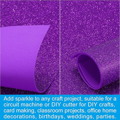 PATIKIL 2mm(1/10") Thick Non Adhesive Glitter Foam Sheet 16x24inch(40x60cm) Light Purple, EVA Shiny Foam Board for Craft, 6 Pcs