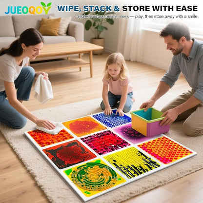 Liquid Sensory Floor Tile for Kids Ages 3+, 12" Textured Step-On Tile with Non-Slip Base, Interactive Color-Flow, Orange, for Calm Corners (1-Pack)