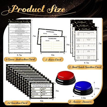 20 Pcs Retirement Friendly Feud Game Set Retirement Party Game Trivia Quiz with 18 Card 2 Buzzer for Adults Family Games Activities Party Supplies, Battery Not Included