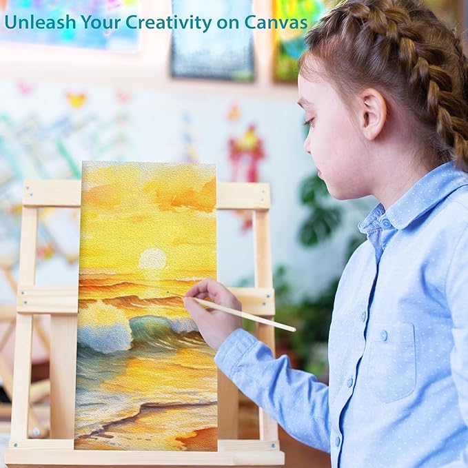KEFF Canvas Boards for Painting - 4x10 8-Pack Bulk Canvas Panels, 100% Cotton Triple Primed Small Canvases for Painting Supplies, Acrylic, Oil, Watercolor & Tempera