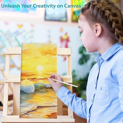 KEFF Canvas Boards for Painting - 4x10 4-Pack Bulk Canvas Panels, 100% Cotton Triple Primed Small Canvases for Painting Supplies, Acrylic, Oil, Watercolor & Tempera