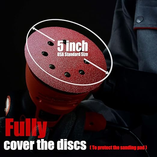 Sanding Disc 5 Inch 8 Hole, 100 Pcs Orbital Sanding Discs Hook and Loop, Sandpaper for polishing and Grinding, 600 Grit Sand Paper for Random Orbital Sander
