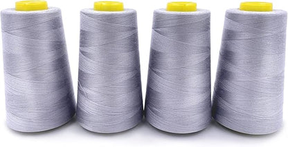 Tortoise 4 Cones of 3000 Yards Each Spool Thread for All Purpose, Serger, Overlock, Quilting, Sewing Machine - 40S/2 Gray 100% Polyester