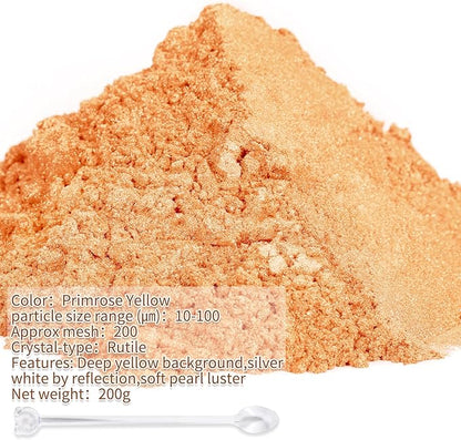 Mica Powder,7.05OZ（200g）,Primrose Yellow Mica Powder Pigment for Epoxy Resin，Lip Gloss，Car Paint，Dye，Soap Making，Nail Polish,Epoxy Resin,Candle Making,Bath Bombs