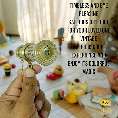 Handcrafted Brass Kaleidoscope – Vintage Nautical Collectible Gift for Kids, Teens & Adults – Sentimental Keepsake with Greeting Card – Educational Toy & Home Décor Accent – Timeless Pattern Design