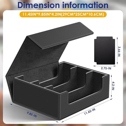 Homthy 1800+ Card Deck Case for Trading Cards, Leather Magnetic Closure Commander Card Storage Box Magic Card Protectors Fit for MTG TCG and Sport Cards