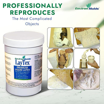 EnvironMolds Liquid Latex Mold Making Rubber, 16 oz. - Quality, Flexible, Detailed Reproductions - Easy Brush or Spray Application