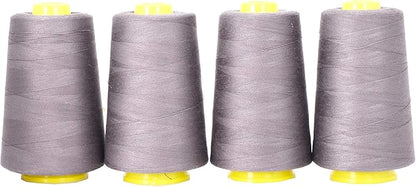 Mandala Crafts 4 Pack of Serger Threads Cones Spools - 40S/2 24000 Yards Polyester Taupe Threads for Sergers Machine and Overlock Quilting Sewing Machine