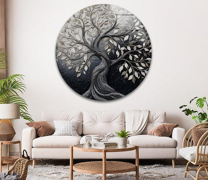 My Photostation.com 24''(60cm) Diameter Twilight Tree of Life Round Glass Wall Art Tempered Glass Printing Wall Decor Large Wall Art Wall Hangings