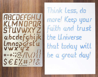 Aleks Melnyk No.44 Pyrography Stencils, Wood Burning 3 PCS Templates, Metal Letters Stencil for Engraving Wood and Patterns, Alphabet and Number, Lettering, Letting, Stainless Steel
