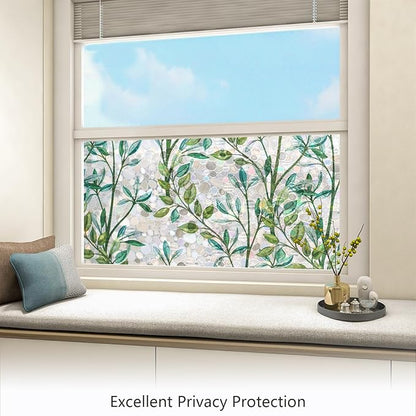 LEMON CLOUD Window Privacy Film, Stained Glass Window Film, Decorative Rainbow Window Clings, Static Cling Non Adhesive Door Stickers, Anti-UV Sun Blocker Heat Control for Home 23.6 x 78.7 inches